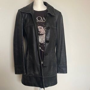 Vintage Black Leather 90s 00s Y2K jacket S